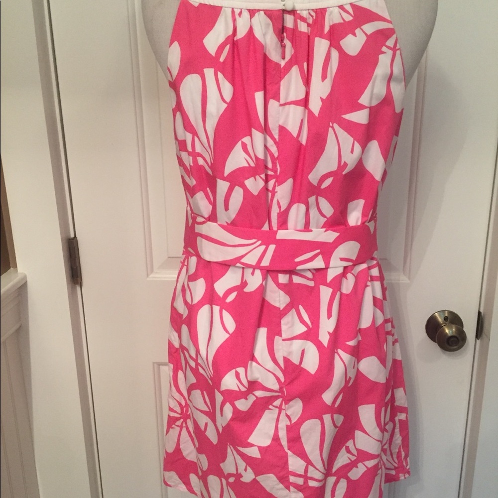 LILLY PULITZER DRESS MINI SHIFT PINK WHITE FLORAL BELT A-LINE SLEEVELESS Size 4 - Picture 3 of 8